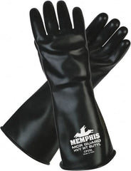 MCR Safety - Size L (9), 14" Long, 25 mil Thick, Butyl Chemical Resistant Gloves - Smooth Finish, Black - Exact Tooling
