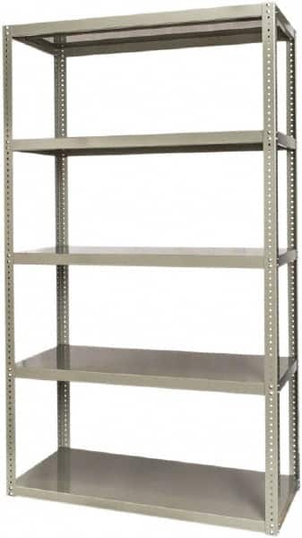Hallowell - 5 Shelf Starter High-Capacity Open Steel Shelving - 2,500 Lb Capacity, 48" Wide x 84" High x 24" Deep, Gray - Exact Tooling