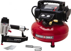 Porter-Cable - 0.80 HP, 2.6 SCFM at 90 psi CFM Pancake Finish/Nailer Compressor - 6 Gallon Tank, 10 Amp, 150 Max psi, 120V - Exact Tooling
