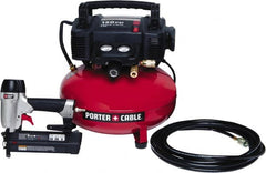 Porter-Cable - 0.80 HP, 2.6 SCFM at 90 psi CFM Pancake Nailer Combo Kit - 6 Gallon Tank, 10 Amp, 150 Max psi, 120V - Exact Tooling