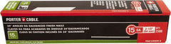 Porter-Cable - 15 Gauge 2-1/2" Long Finishing Nails for Power Nailers - Steel, Galvanized Finish, Smooth Shank, Angled Stick Collation, Round Head, Chisel Point - Exact Tooling