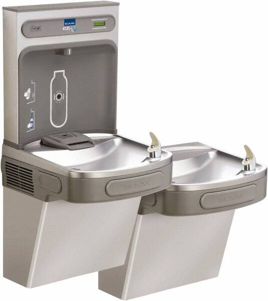 ELKAY - 8 GPH Cooling Capacity Barrier Free Wall Mounted Water Cooler & Fountain - Bottle Filling, 20 to 105 psi, 0.20 hp, Stainless Steel - Exact Tooling