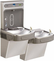 ELKAY - 8 GPH Cooling Capacity Barrier Free Wall Mounted Water Cooler & Fountain - Bottle Filling, 20 to 105 psi, 0.20 hp, Stainless Steel - Exact Tooling