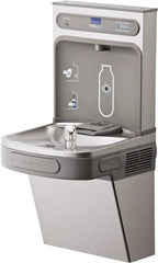 ELKAY - 8 GPH Cooling Capacity Barrier Free Wall Mounted Water Cooler & Fountain - Bottle Filling, 20 to 105 psi, 0.20 hp, Stainless Steel - Exact Tooling