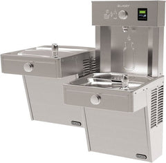 ELKAY - 8 GPH Cooling Capacity Barrier Free Wall Mounted Water Cooler & Fountain - Bottle Filling, 20 to 105 psi, 0.20 hp, Stainless Steel - Exact Tooling