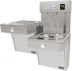 ELKAY - 8 GPH Cooling Capacity Barrier Free Wall Mounted Water Cooler & Fountain - Bottle Filling, 20 to 105 psi, 0.20 hp, Stainless Steel - Exact Tooling