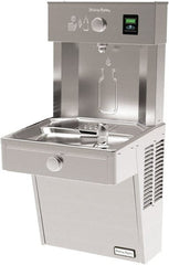 Halsey Taylor - 8 GPH Cooling Capacity Barrier Free Wall Mounted Water Cooler & Fountain - Bottle Filling, 20 to 105 psi, 0.20 hp, Stainless Steel - Exact Tooling