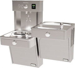 Halsey Taylor - 8 GPH Cooling Capacity Barrier Free Wall Mounted Water Cooler & Fountain - Bottle Filling, 20 to 105 psi, 0.20 hp, Stainless Steel - Exact Tooling