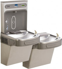 ELKAY - 8 GPH Cooling Capacity Barrier Free Wall Mounted Water Cooler & Fountain - Bottle Filling, 20 to 105 psi, 0.20 hp, Stainless Steel - Exact Tooling