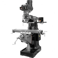 Jet - 9" Table Width x 49" Table Length, Electronic Variable Speed Control, 3 Phase Knee Milling Machine - R8 Spindle Taper, 3 hp - Exact Tooling