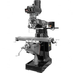Jet - 9" Table Width x 49" Table Length, Electronic Variable Speed Control, 3 Phase Knee Milling Machine - R8 Spindle Taper, 3 hp - Exact Tooling