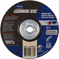 Norton - 24 Grit, 6" Wheel Diam, 1/4" Wheel Thickness, Type 27 Depressed Center Wheel - Aluminum Oxide, 13,580 Max RPM - Exact Tooling