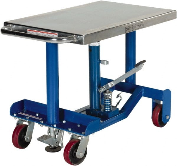 Vestil - 1,000 Lb Capacity Manual Post Lift Table - 25" to 37" Lift Height, 30" Platform Length x 20" Platform Width - Exact Tooling