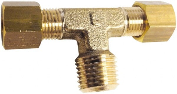 Legris - 12mm OD, Brass Male Branch Tee - 145 Max Working psi, Comp x MBSPT Ends - Exact Tooling
