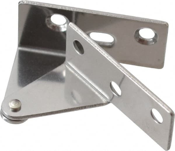Sugatsune - 1-7/64" Long x 1-37/64" Wide x 1-1/2" Thick, Plain 430 Stainless Steel, Left Hand Overlay Door Pivot Hinge - 3" Pin Diam, 6 Holes, 1 Knuckle, 3.9 Lb Capacity, 18" Leaf Height - Exact Tooling