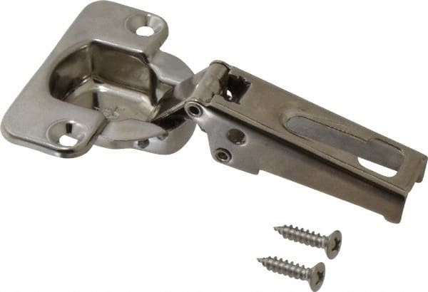 Sugatsune - 57mm Long x 55mm Wide x 38mm Thick, Concealed Overlay Hinge - 304 Stainless Steel, Polished Finish - Exact Tooling