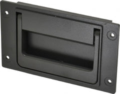 Sugatsune - 148mm Wide Plate x 3-35/64" High Plate, Zinc Alloy,Steel & Synthetic Rubber Trunk Handle - 120mm Wide x 3-5/32" High, Zinc Finish, 4 Holes - Exact Tooling