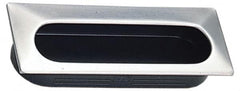 Sugatsune - 75mm Overall Width x 36mm Overall Height, 15.5mm Recess Depth, Satin/Black Recessed Pull - 304 Stainless Steel & Plastic, 30.7999992370605mm Recess Height, 71mm Recess Width - Exact Tooling