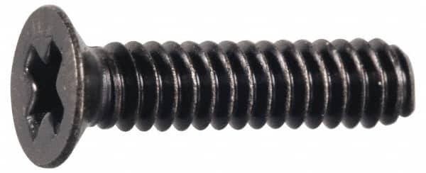 Made in USA - #4-40 UNC, 1/2" OAL Phillips Drive Machine Screw - Flat Head, Grade 300 Stainless Steel, Black Oxide Finish, Without Washer - Exact Tooling