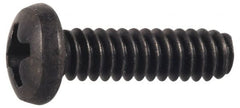 Made in USA - #2-56 UNC, 1/2" Length Under Head Phillips Drive Machine Screw - Pan Head, Grade 300 Stainless Steel, Black Oxide Finish, Without Washer - Exact Tooling