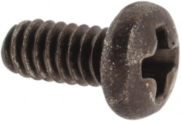 Made in USA - #2-56 UNC, 3/16" Length Under Head Phillips Drive Machine Screw - Pan Head, Grade 300 Stainless Steel, Black Oxide Finish, Without Washer - Exact Tooling