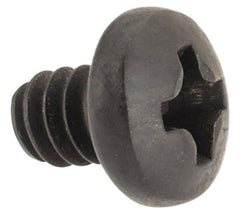 Made in USA - #6-32 UNC, 3/16" Length Under Head Phillips Drive Machine Screw - Pan Head, Grade 300 Stainless Steel, Black Oxide Finish, Without Washer - Exact Tooling