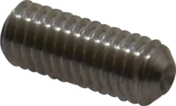 Made in USA - #10-32 UNF, 1/2" OAL, Cup Point Set Screw - Grade 303 Stainless Steel, 3/32" Key - Exact Tooling
