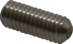 Made in USA - #10-32 UNF, 1/2" OAL, Cup Point Set Screw - Grade 303 Stainless Steel, 3/32" Key - Exact Tooling