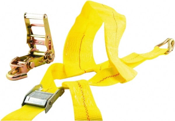 Erickson Manufacturing - 14' Long x 2" Wide, 10,000 Lb Basket Capacity, Polyester & Steel Web Sling - Yellow - Exact Tooling