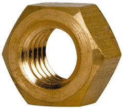 Value Collection - 7/16-14 UNC Brass Right Hand Hex Nut - 11/16" Across Flats, 3/8" High, Brass Finish - Exact Tooling