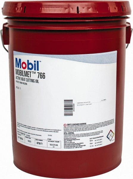 Mobil - Mobilmet 766, 5 Gal Pail Cutting Fluid - Straight Oil, For Automatic Lathe Operations, Broaching, Gear Shaving, Milling, Parting-Off, Planing, Shaping, Tapping, Threading - Exact Tooling