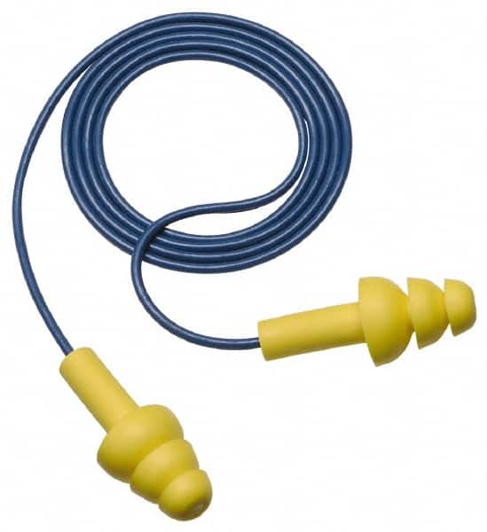 3M - Reusable, Corded, 25 dB, Cone Earplugs - Yellow, 200 Pairs - Exact Tooling