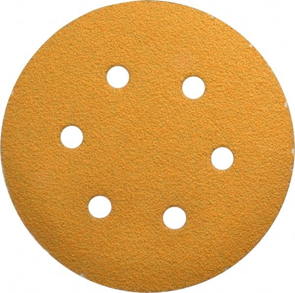 Made in USA - 6" Diam, 40 Grit, Aluminum Oxide Hook & Loop Disc - Coarse Grade, Coated, E Weight Paper Backing, - Exact Tooling