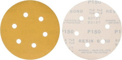 Made in USA - 6" Diam, 150 Grit, Aluminum Oxide Hook & Loop Disc - Very Fine Grade, Coated, C Weight Paper Backing, - Exact Tooling