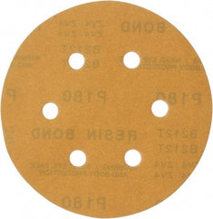 Made in USA - 6" Diam, 180 Grit, Aluminum Oxide Hook & Loop Disc - Very Fine Grade, Coated, C Weight Paper Backing, - Exact Tooling