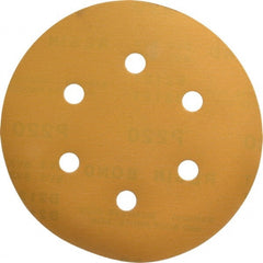 Made in USA - 6" Diam, 220 Grit, Aluminum Oxide Hook & Loop Disc - Very Fine Grade, Coated, C Weight Paper Backing, - Exact Tooling