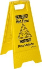 NMC - Caution - Wet Floor, 10-3/4" Wide x 24-5/8" High, Plastic Floor Sign - English/Spanish, A-Frame, Black on Yellow, For Restroom, Janitorial & Housekeeping - Exact Tooling