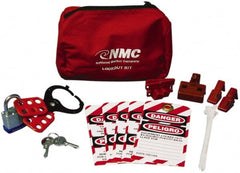 NMC - 12 Piece Electrical Lockout Kit - 3/4 Inch Vertical Shackle Clearance, Comes in Pouch - Exact Tooling