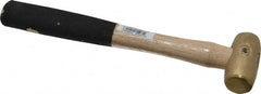 American Hammer - 1/2 Lb Head 1" Face Brass Head Hammer - 10" OAL, Wood Handle - Exact Tooling
