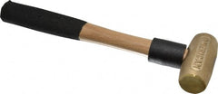 American Hammer - 1 Lb Head 1-1/8" Face Brass Head Hammer - 12" OAL, Wood Handle - Exact Tooling
