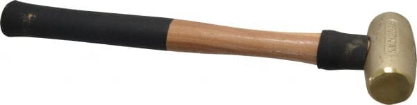 American Hammer - 3 Lb Head 1-1/2" Face Brass Head Hammer - 15" OAL, Wood Handle - Exact Tooling