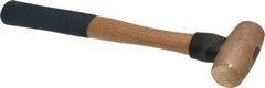 American Hammer - 2 Lb Head 1-3/8" Face Bronze Nonmarring Hammer - 13" OAL, Wood Handle - Exact Tooling