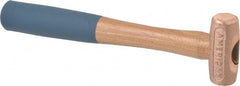 American Hammer - 1/2 Lb Nonsparking Copper Head Hammer - 10" OAL, 2" Head Length, 1" Face Diam, 10" Hickory Handle - Exact Tooling