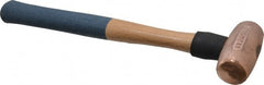 American Hammer - 3 Lb Nonsparking Copper Head Hammer - 15" OAL, 4" Head Length, 1-1/2" Face Diam, 15" Hickory Handle - Exact Tooling