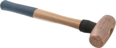 American Hammer - 4 Lb Nonsparking Copper Head Hammer - 16" OAL, 4-1/2" Head Length, 1-5/8" Face Diam, 16" Hickory Handle - Exact Tooling