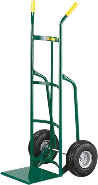 Little Giant - 800 Lb Capacity 49" OAH Hand Truck - 12 x 14" Base Plate, Dual Handle, Steel, Full Pneumatic Wheels - Exact Tooling