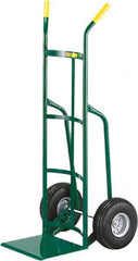 Little Giant - 800 Lb Capacity 49" OAH Hand Truck - 12 x 14" Base Plate, Dual Handle, Steel, Full Pneumatic Wheels - Exact Tooling