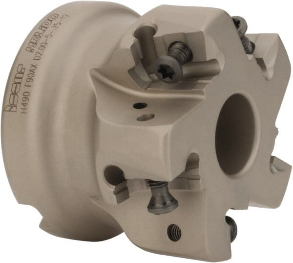 Iscar - 5 Inserts, 2" Cut Diam, 3/4" Arbor Diam, 0.472" Max Depth of Cut, Indexable Square-Shoulder Face Mill - 0/90° Lead Angle, 1.575" High, H490 AN.X 12 Insert Compatibility, Through Coolant, Series Helido - Exact Tooling