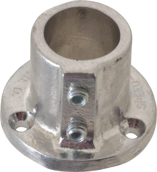 Hollaender - 1" Pipe, Base Flange, Aluminum Alloy Flange Pipe Rail Fitting - Bright Finish - Exact Tooling