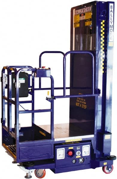 Ballymore - 650 Lb Capacity, 186" Lift Height, Battery Operated Power Stocker Lift - 186" Lift Height, Battery Operated - Exact Tooling
